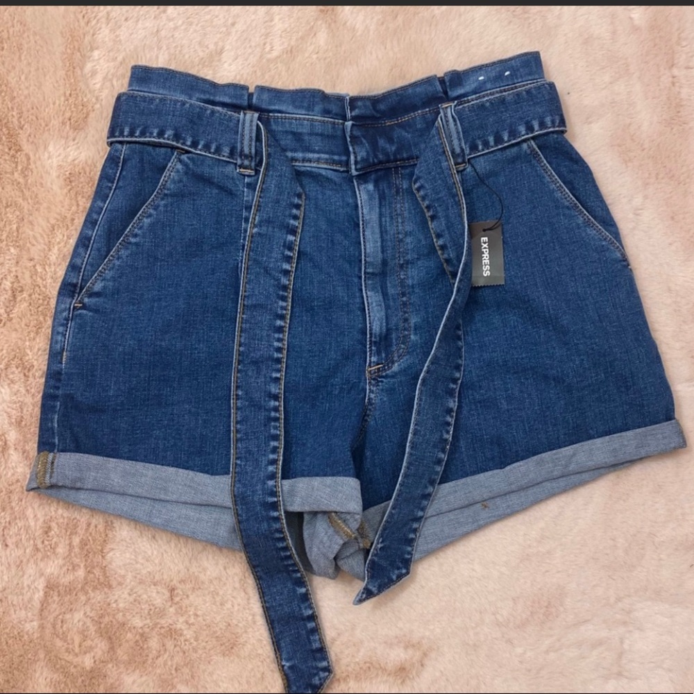 Express Super High Rise Paperbag Waist Shorts